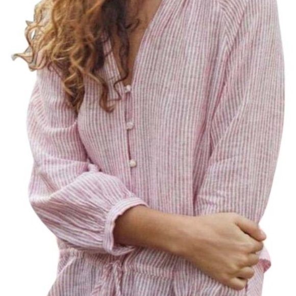 Rails Marti Scarlet Striped Drawstring Waist Top - Picture 1 of 8